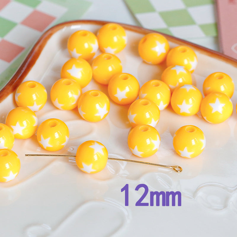 Wholesale 30pcs Cute Children's Fun Series Solid Color Macaron Color Star Round Beads