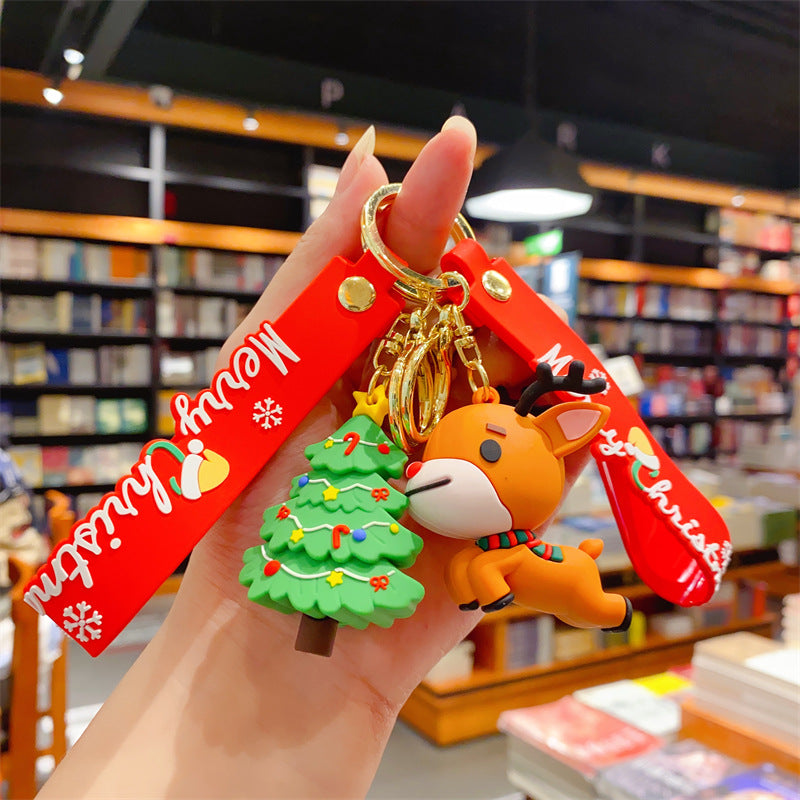 Wholesale Plastic Cartoon Christmas Christmas Tree Snowman Keychain