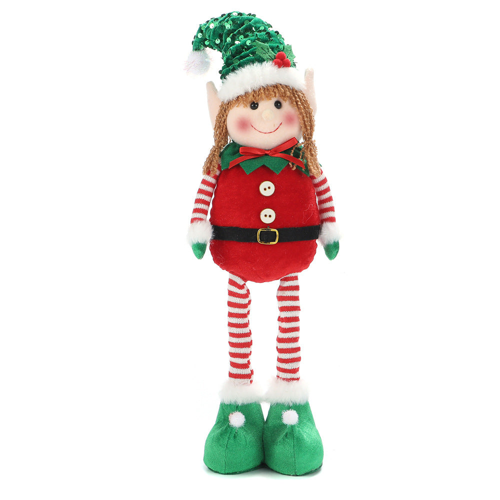Wholesale Christmas Hanging Leg Elf Telescopic Doll Ornament