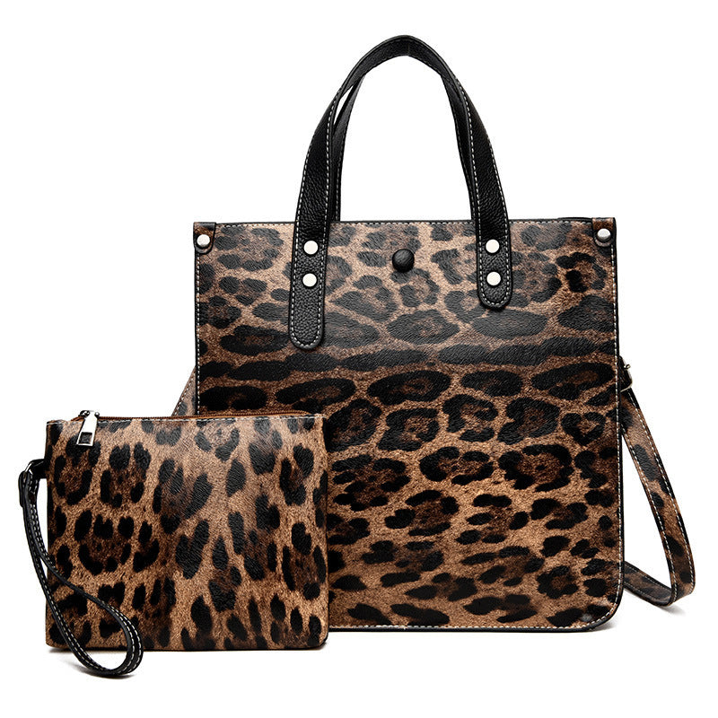 Wholesale Leopard Print Cow Print Shoulder Handbag Set