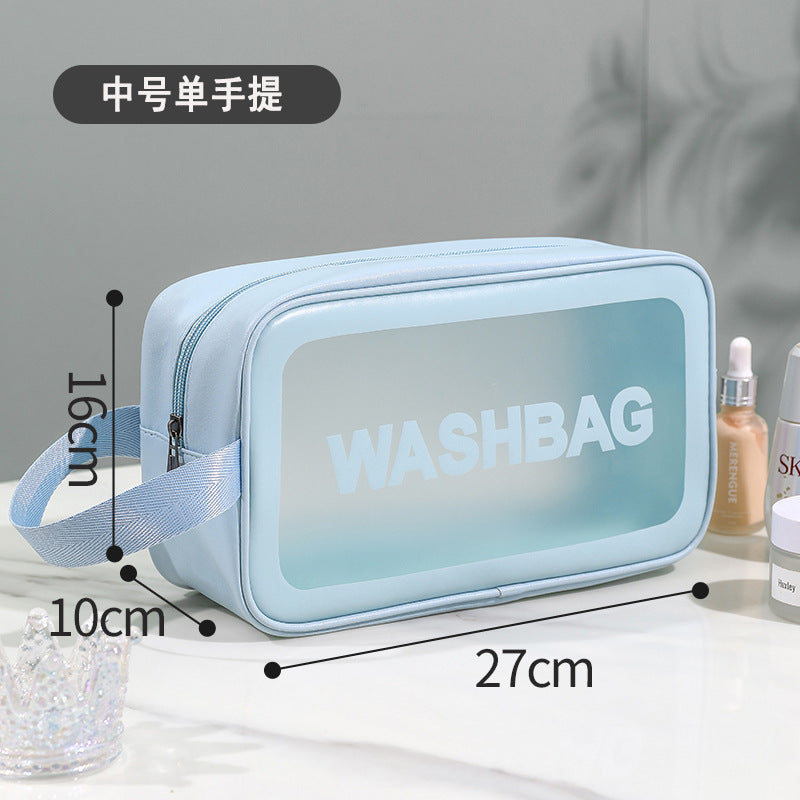 Wholesale Frosted Pu Waterproof Portable Storage Large Capacity Swimming Bag Transparent Cosmetics Pvc Wash Bag