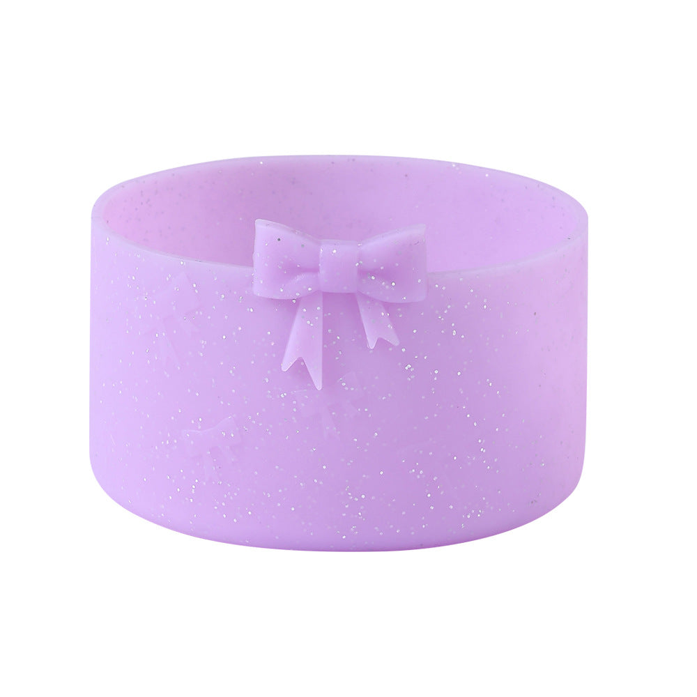 Wholesale new silicone cup cover non-slip cup cover three-dimensional bow 7.5CM ice bully cup universal base
