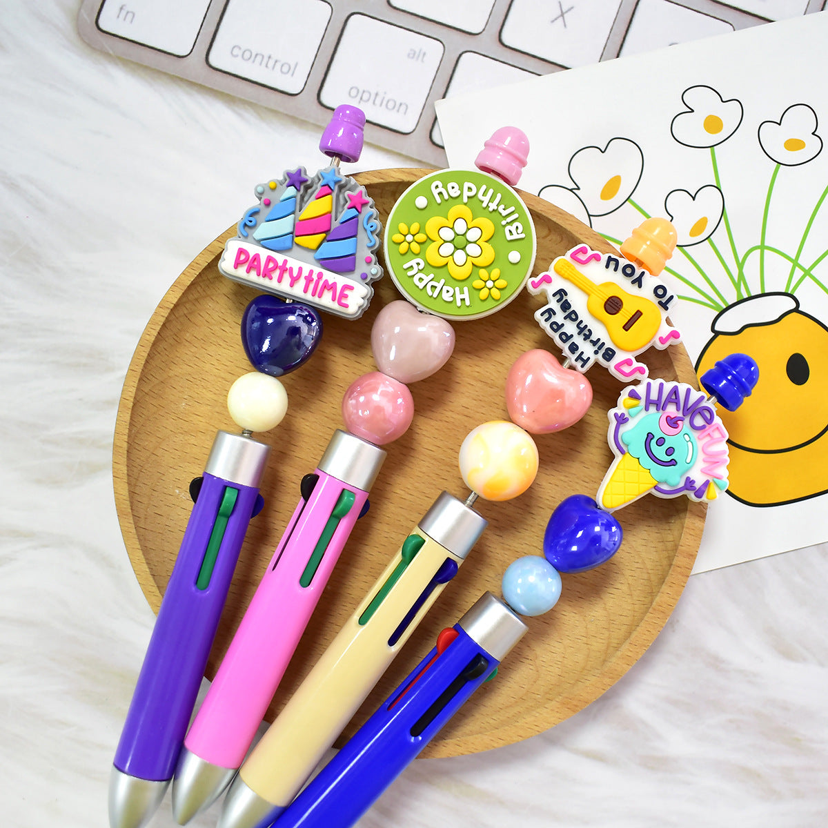 Wholesale  Random 100pcs/pack  Phrases series pen accessories decorations cartoon beads