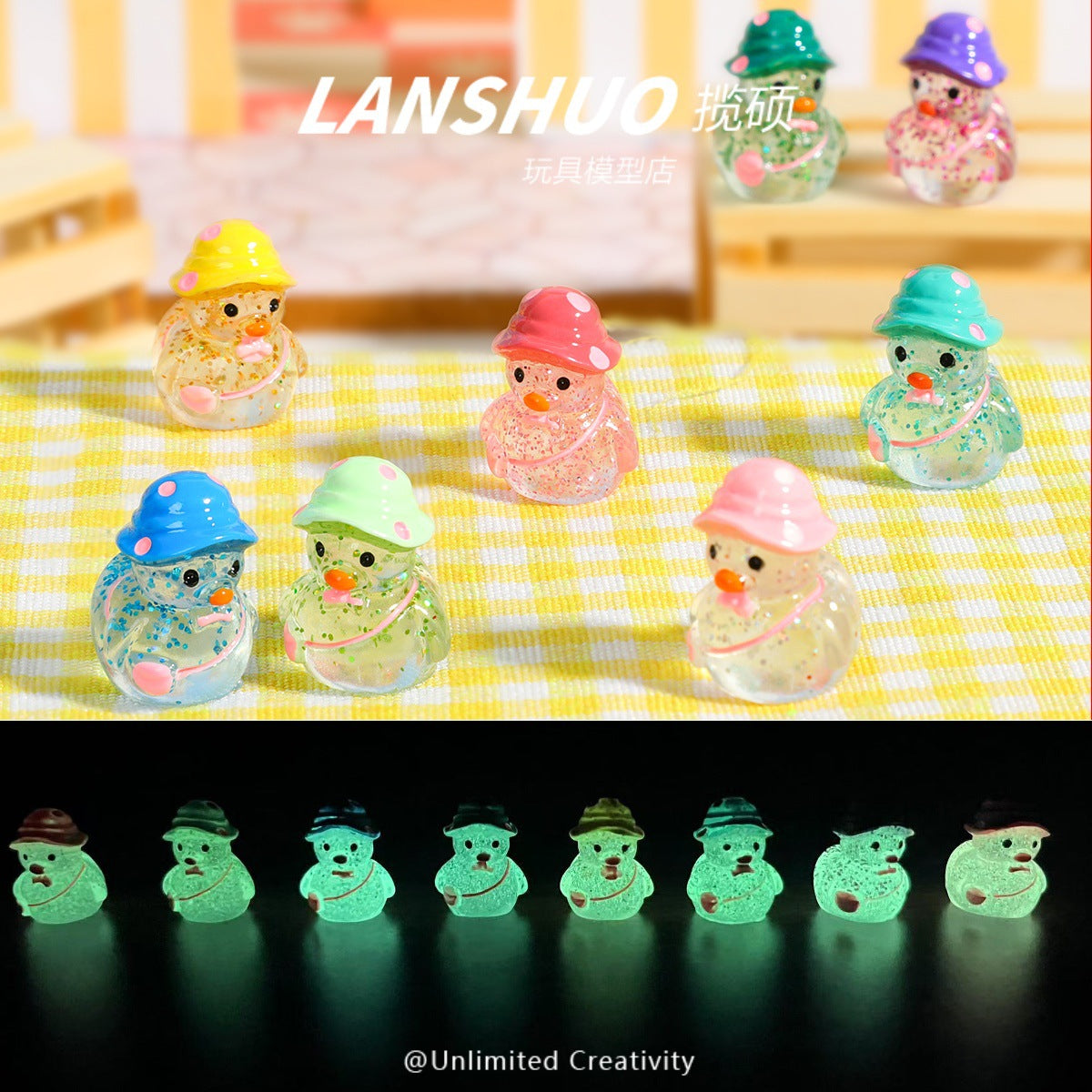 Wholesale cute 3D exquisite glitter hat backpack duck decoration