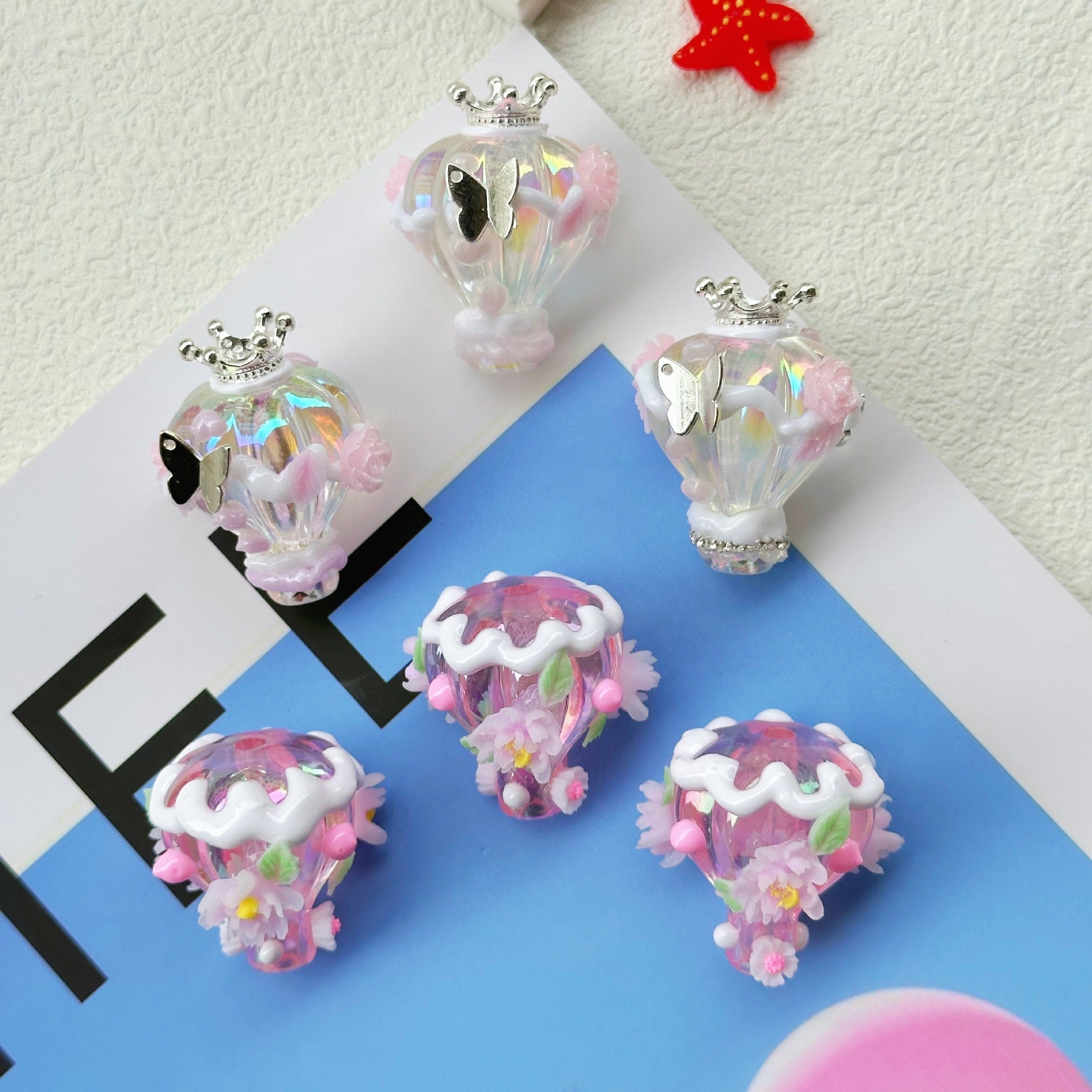 Wholesale 5pcs 3mm High Transparency Hand-painted Hot Air Balloon Beads