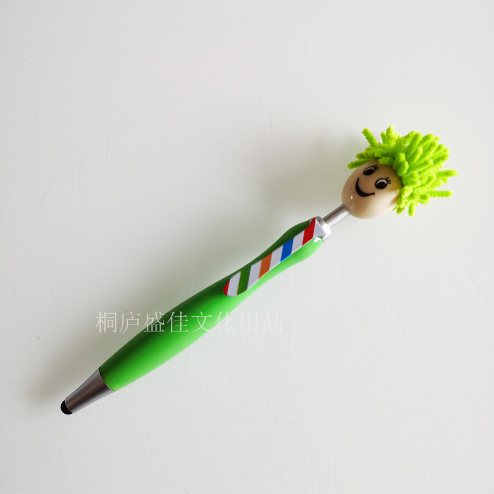 Wholesale Cartoon Plush Doll Mops, Smiling Face, Three in One Touch Ballpoint Pen