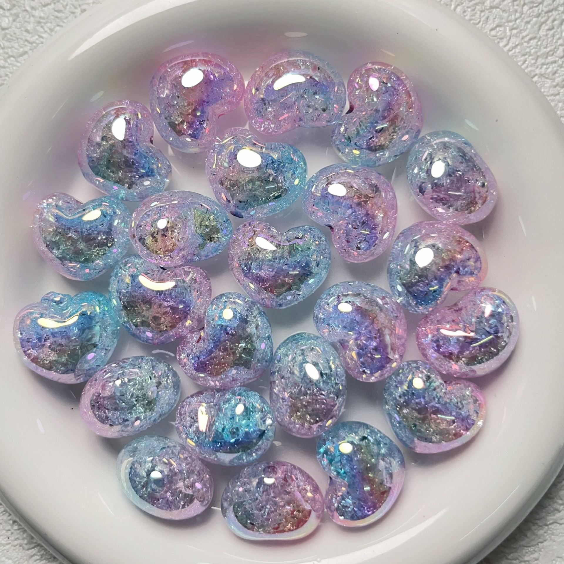Wholesale 10pcs UV-plated two-color gradient burst floral large-hole love beads