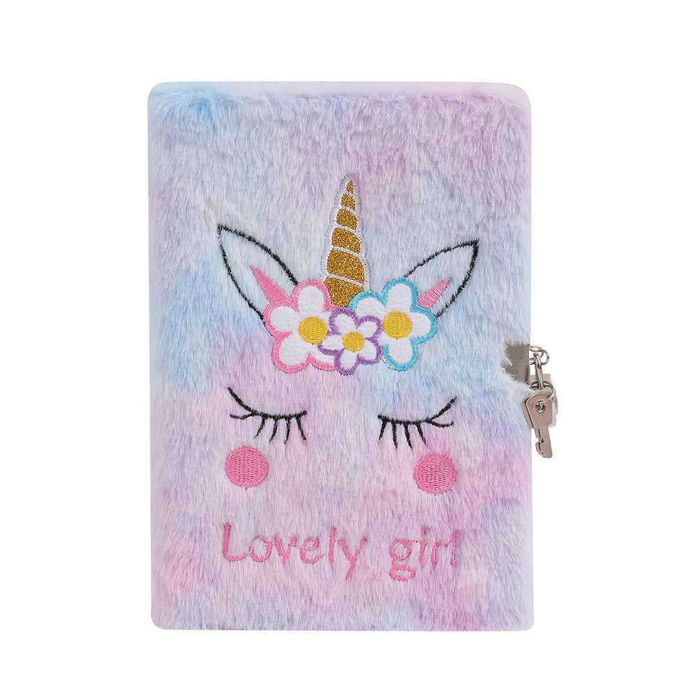 Wholesale Cartoon Plush Notebook Unicorn Diary with Lock