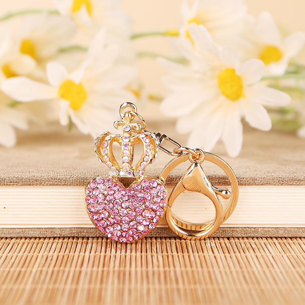 Wholesale Heart Diamond Crown Keychain