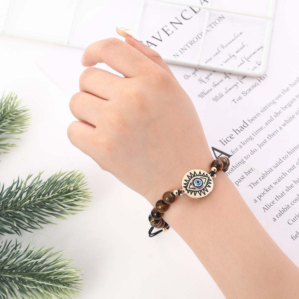 Wholesale Eye of Life Braided Style Natural Stone Beaded Bracelet