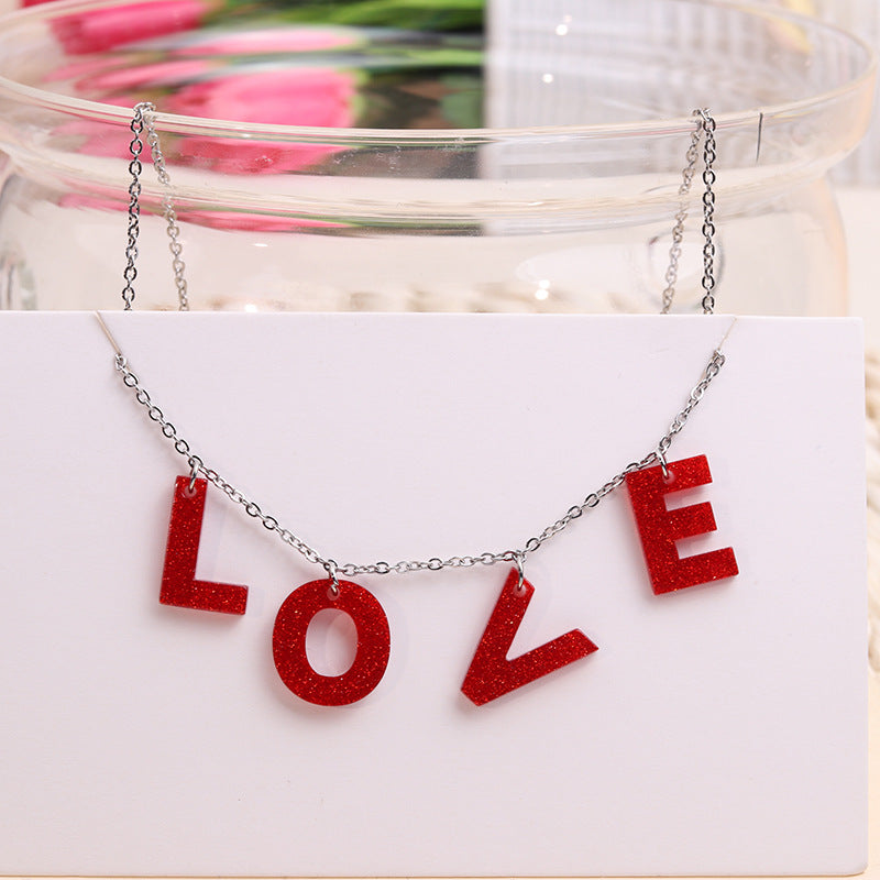 Wholesale LOVE Valentine's Day English Letters Necklace