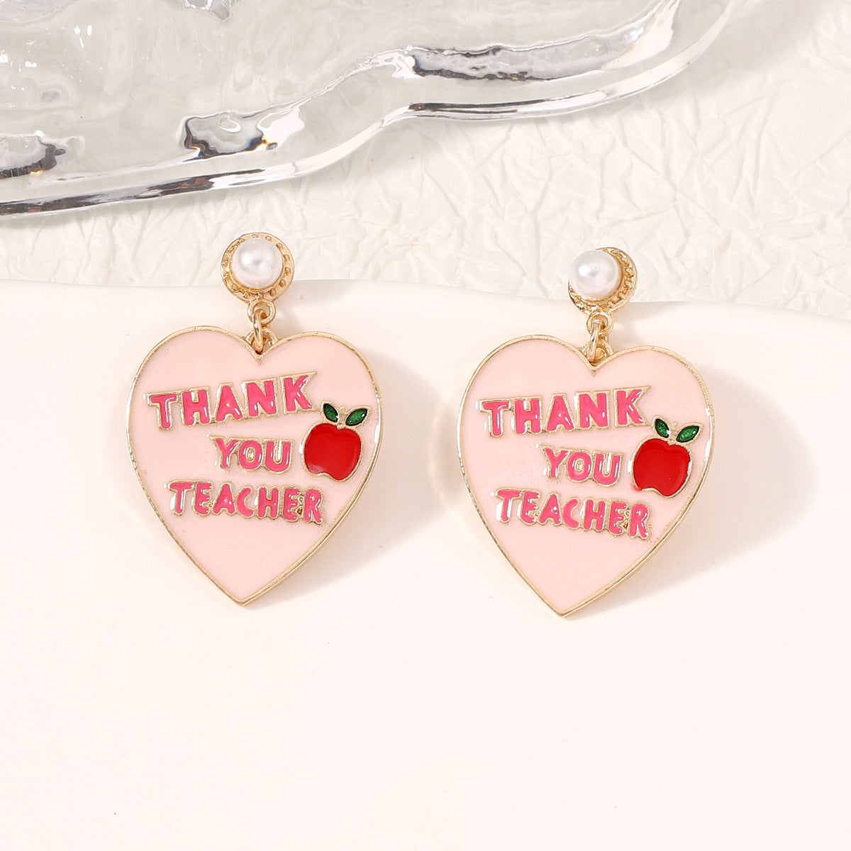 Wholesale Gratitude Teacher Studded Apple Alloy Earrings