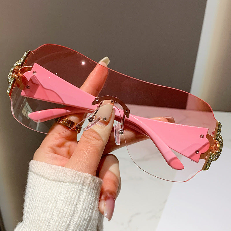 Wholesale Frameless Cutting Edge Diamond PC Sunglasses