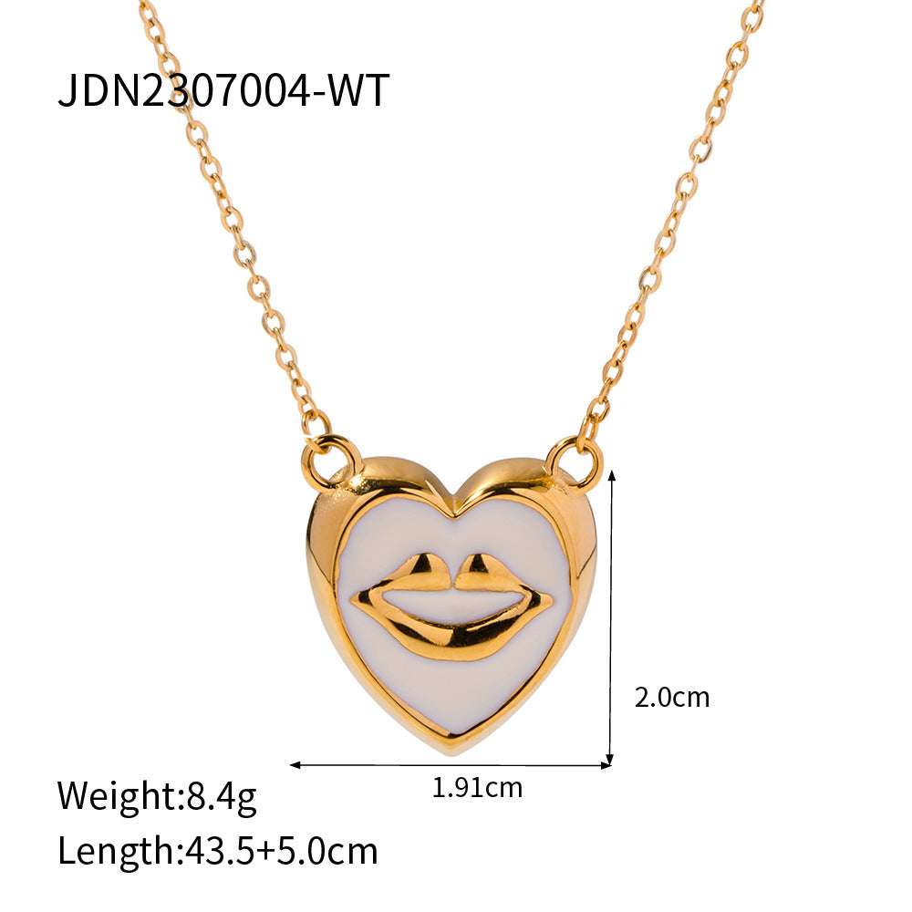 Wholesale Vintage Geometric Metal Lip Pattern Necklace and Earrings Set