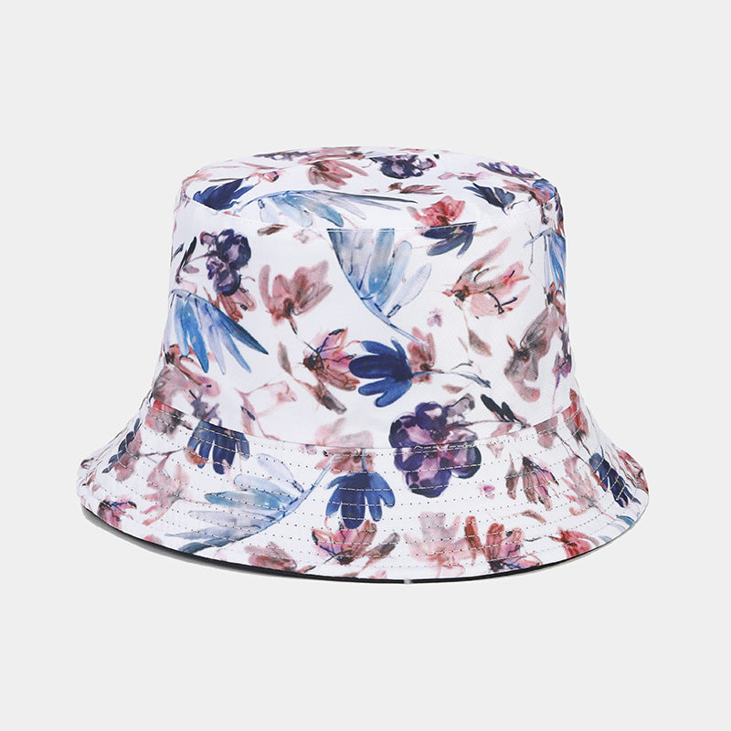 Wholesale  small floral pattern double-sided fisherman hat summer outdoor travel sun protection sun hat tide basin hat