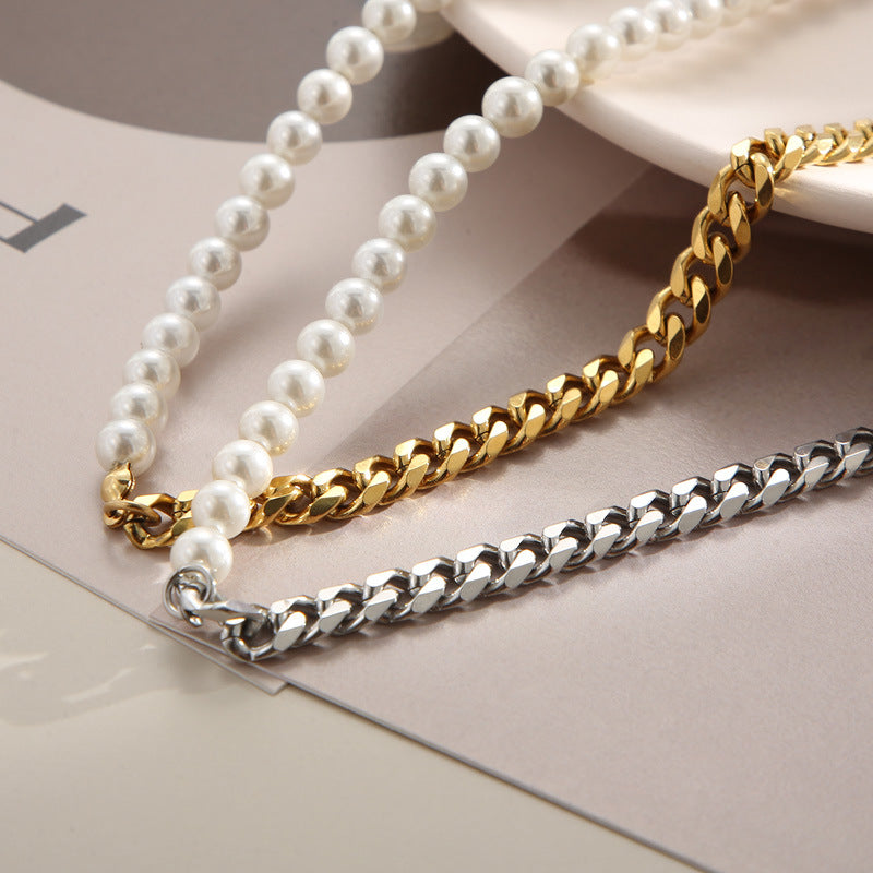 Wholesale Stitched Pearl Clavicle Gold Plated Necklaces