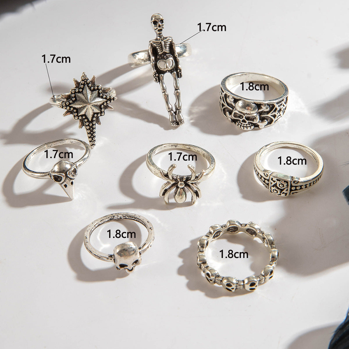 Wholesale  dark punk style skull ring set