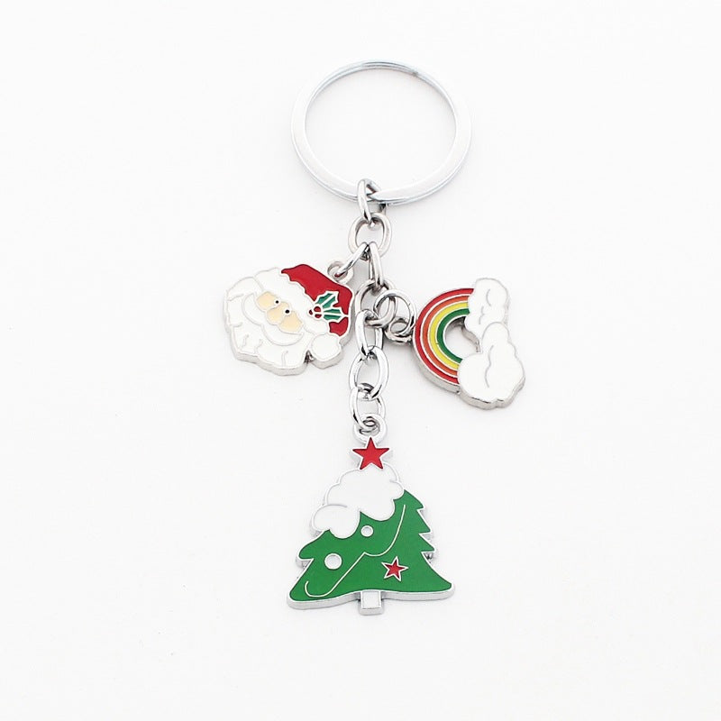 Wholesale Christmas Santa Claus Christmas Tree Drop Oil Zinc Alloy Keychain