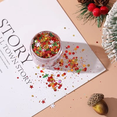 Wholesale DIY Christmas Colors Snowflake Stars Christmas Tree Flow Hemp Dropping Glue Mixed Glitter