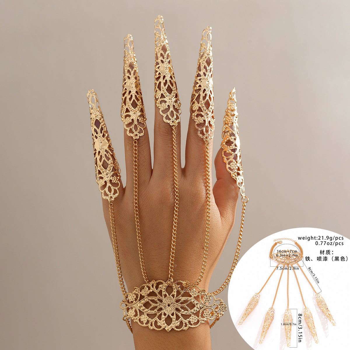 Wholesale Gothic  mitten tapered tassel nail bracelet