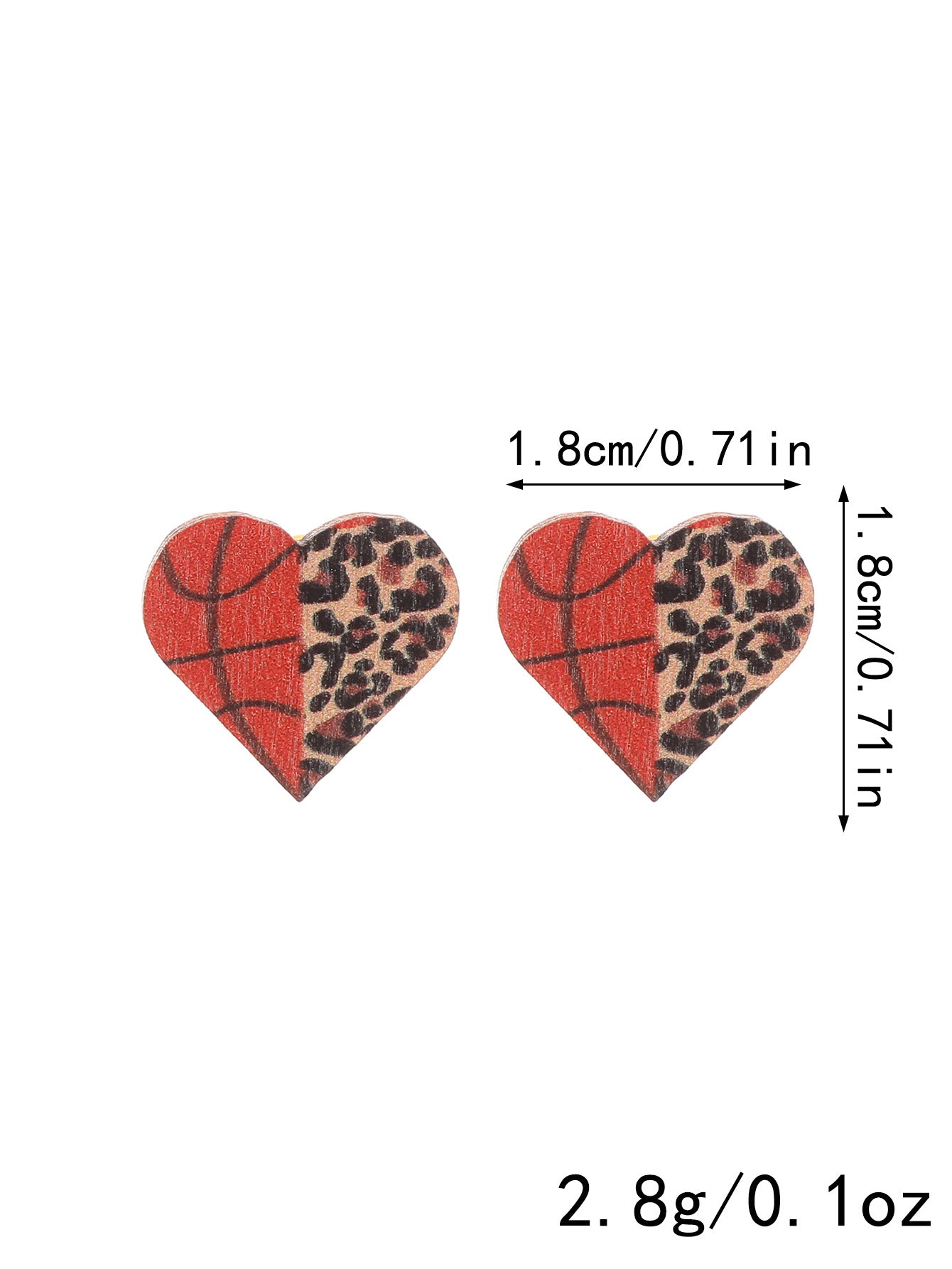 Wholesale Leopard print sports style heart cute wooden earrings
