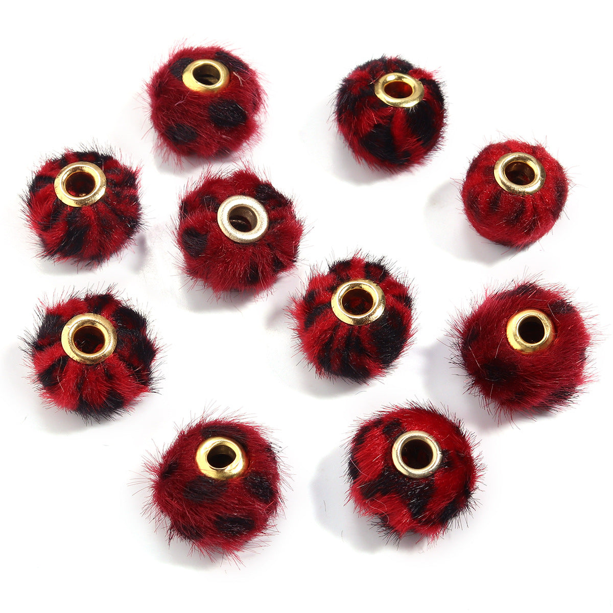 Wholesale 10PCS Leopard Print Plush Straight Hole Spacer Beads