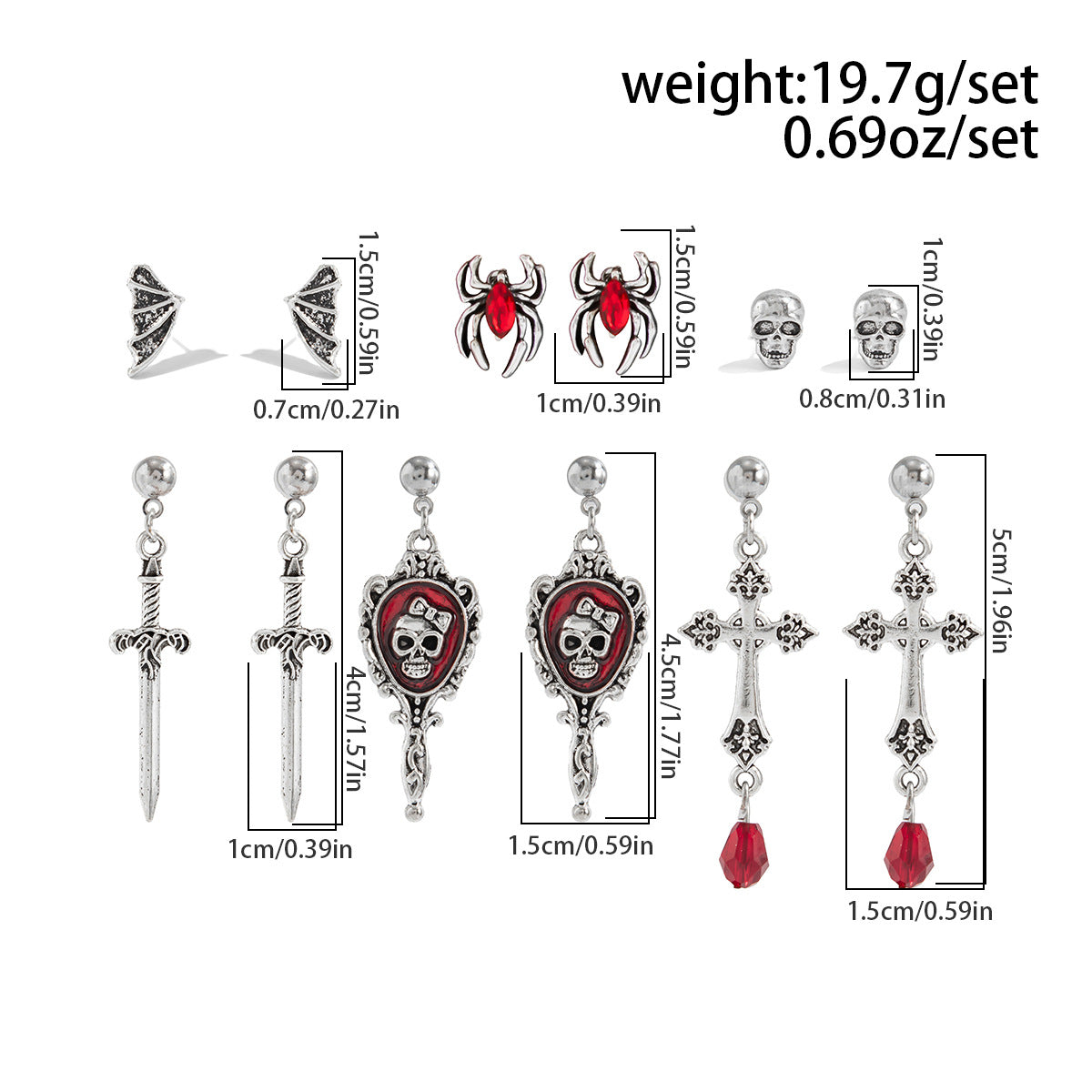 Wholesale Rose  Bloody Cross Earring Set