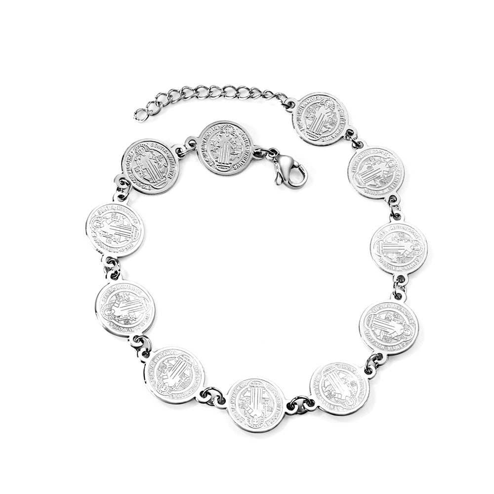 Wholesale Circle Steel Bead Portrait Titanium Steel Bracelet