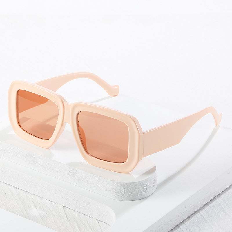 Wholesale Modern Retro Polygonal Contrast Color Thick Rim Sunglasses