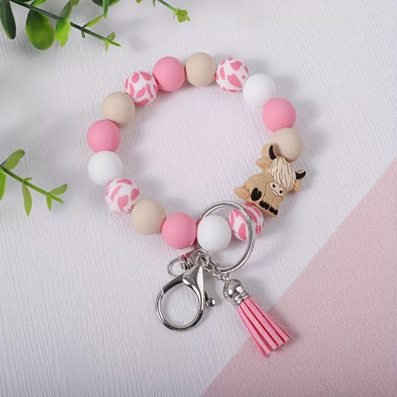 Wholesale Highland Cow Silicone Bracelet Keychain