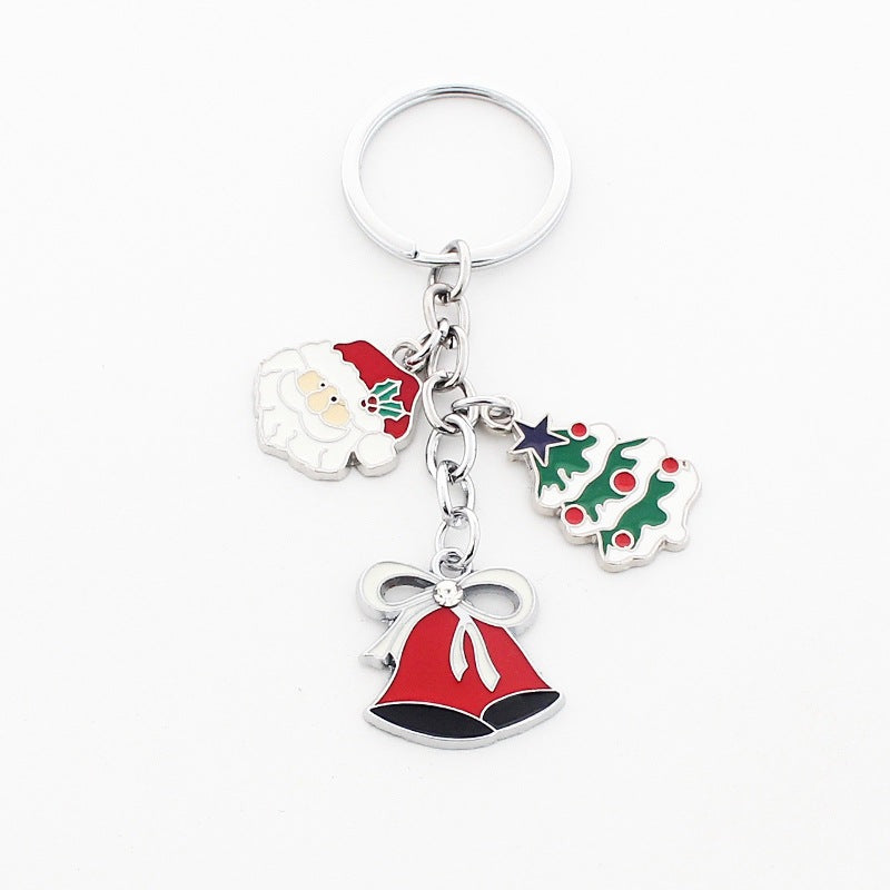 Wholesale Christmas Santa Claus Christmas Tree Drop Oil Zinc Alloy Keychain