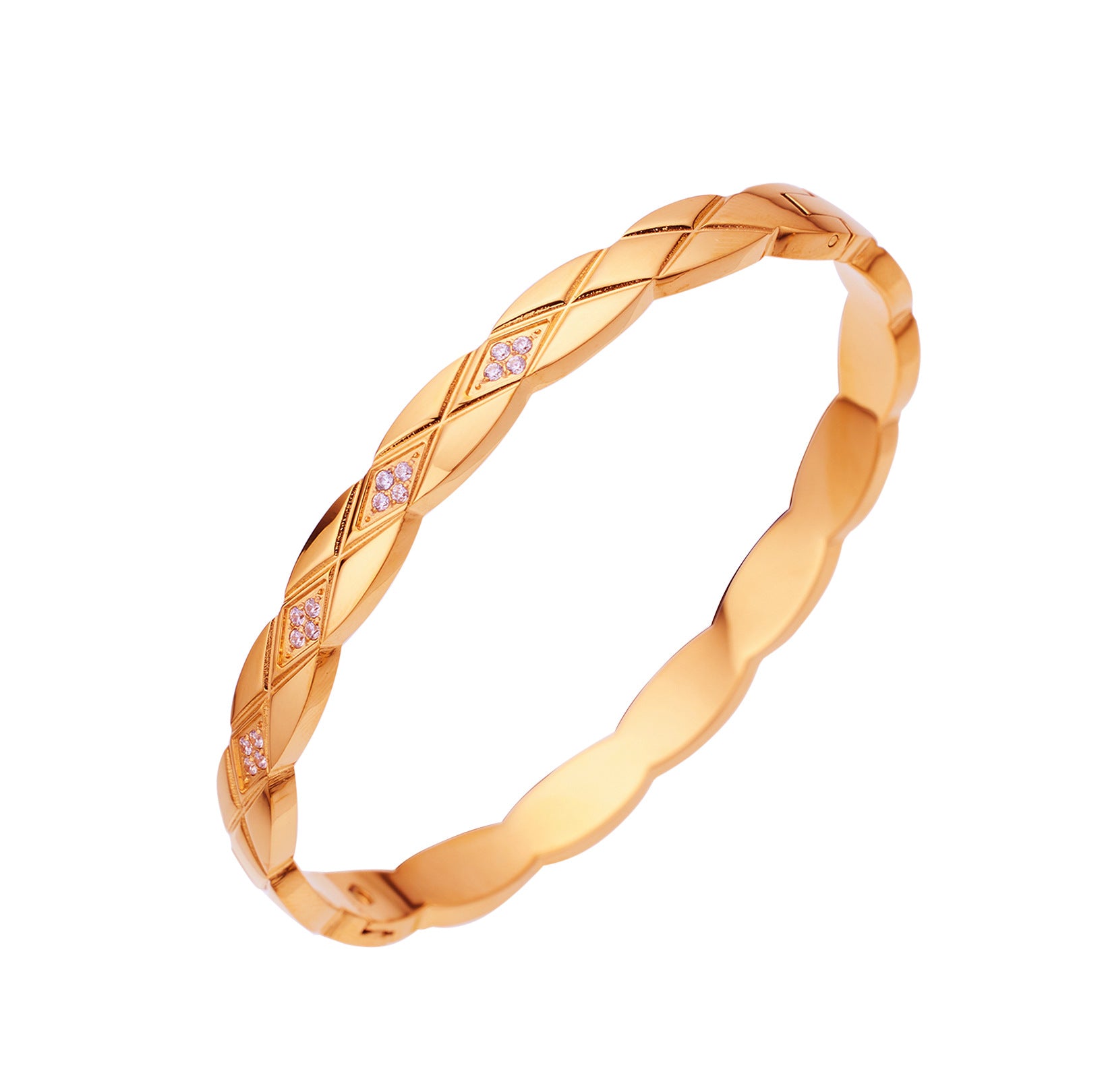 Wholesale Titanium Steel 18k Gold Plated Diamond Bracelet