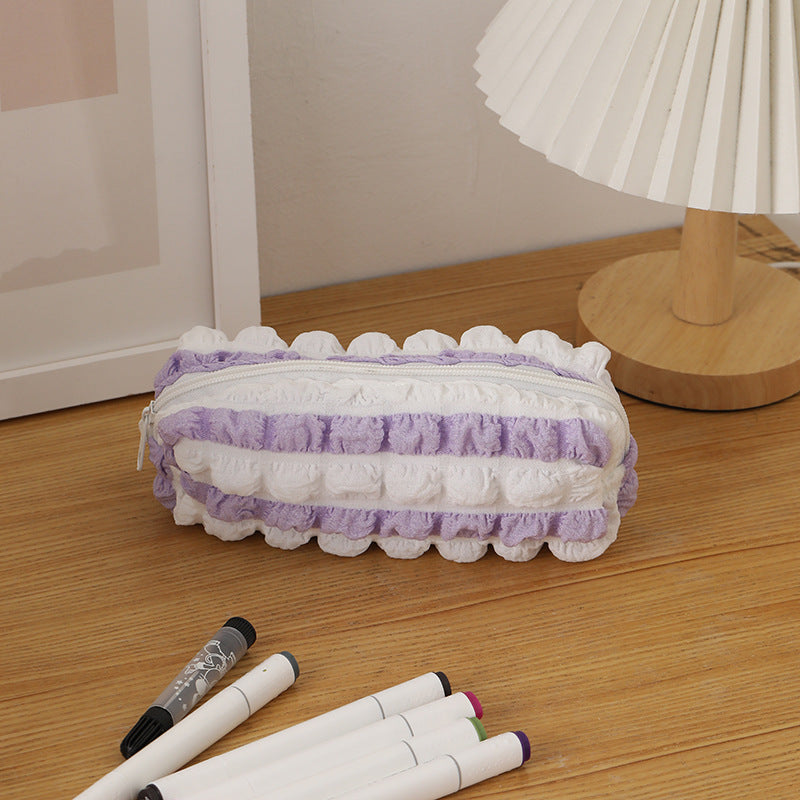 Wholesale Color Block Striped Large Capacity Pencil Case