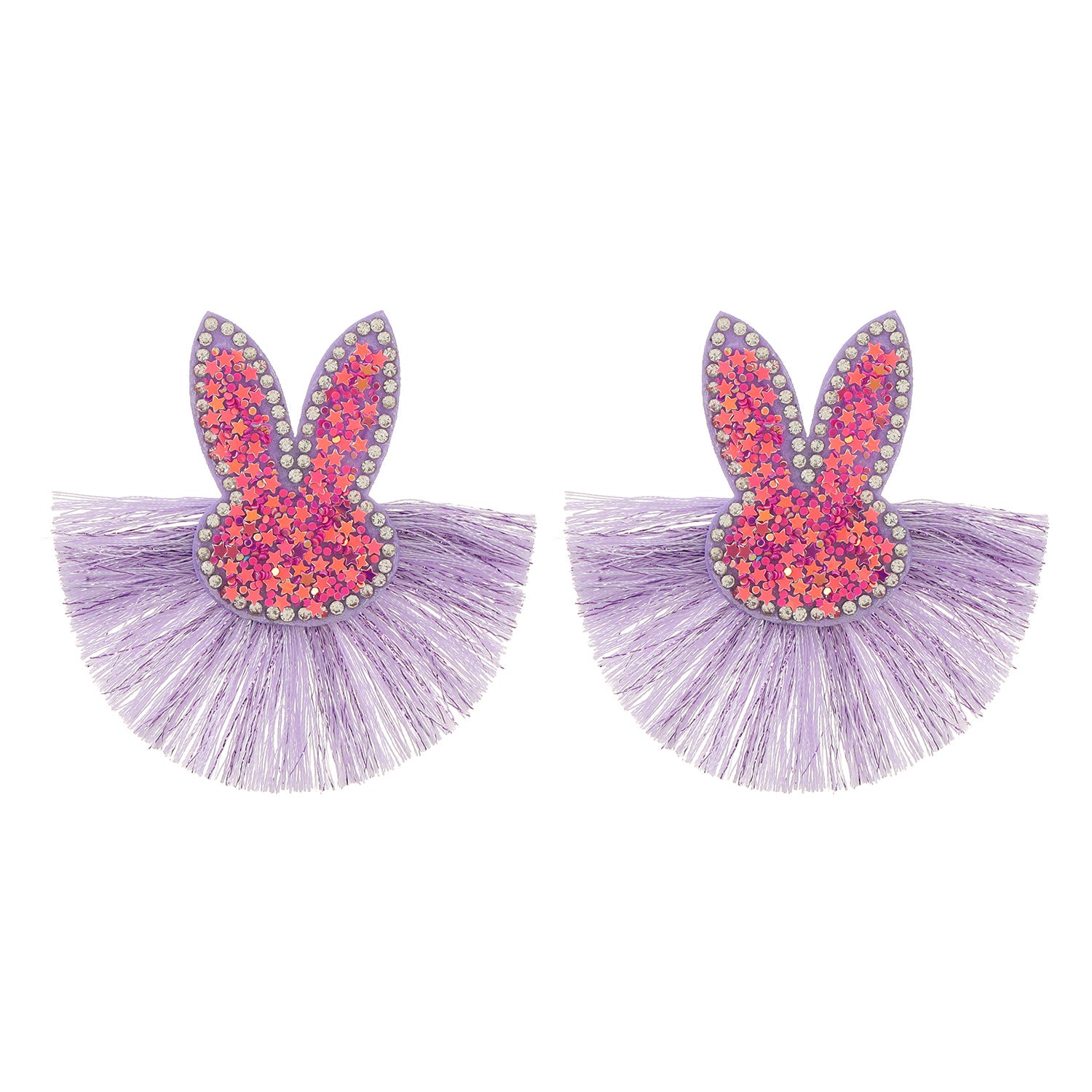 Pendientes de conejo coloridos de borla festoneada al por mayor