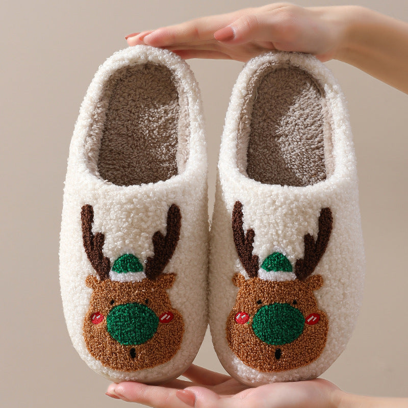 Wholesale New Christmas Elk Thick Anti-slip Cute Winter Cotton Slippers