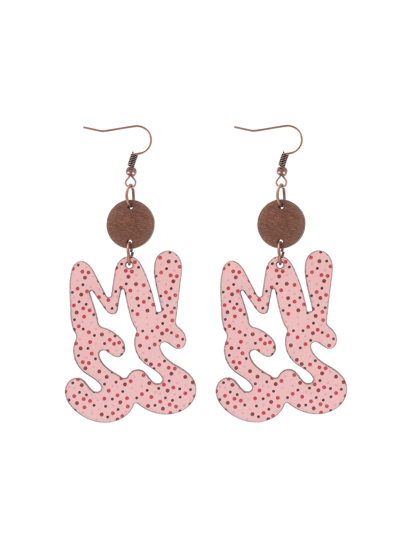 Wholesale Valentine's Day English Letter MISS Miss Pattern Wooden Earrings