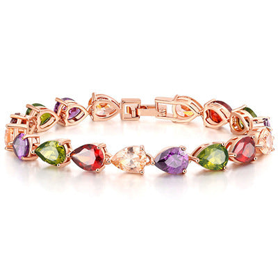 Wholesale Water Drop Colorful Zircon Bracelet