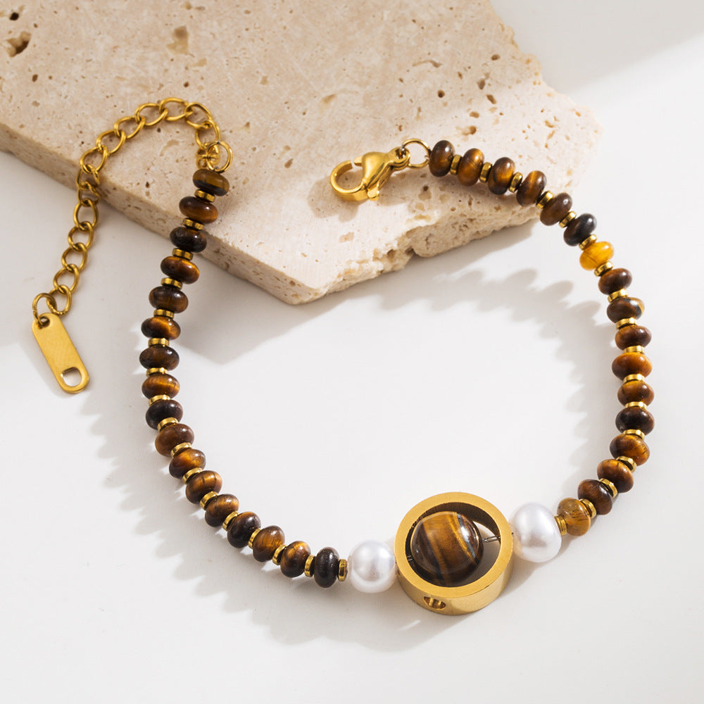 Wholesale Tiger Eye Titanium Steel Bracelet