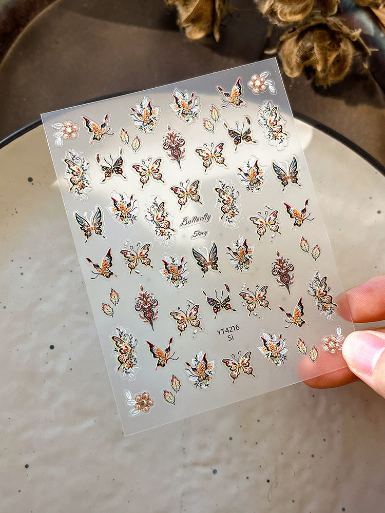 Wholesale Net red colorful butterfly nail art sticker