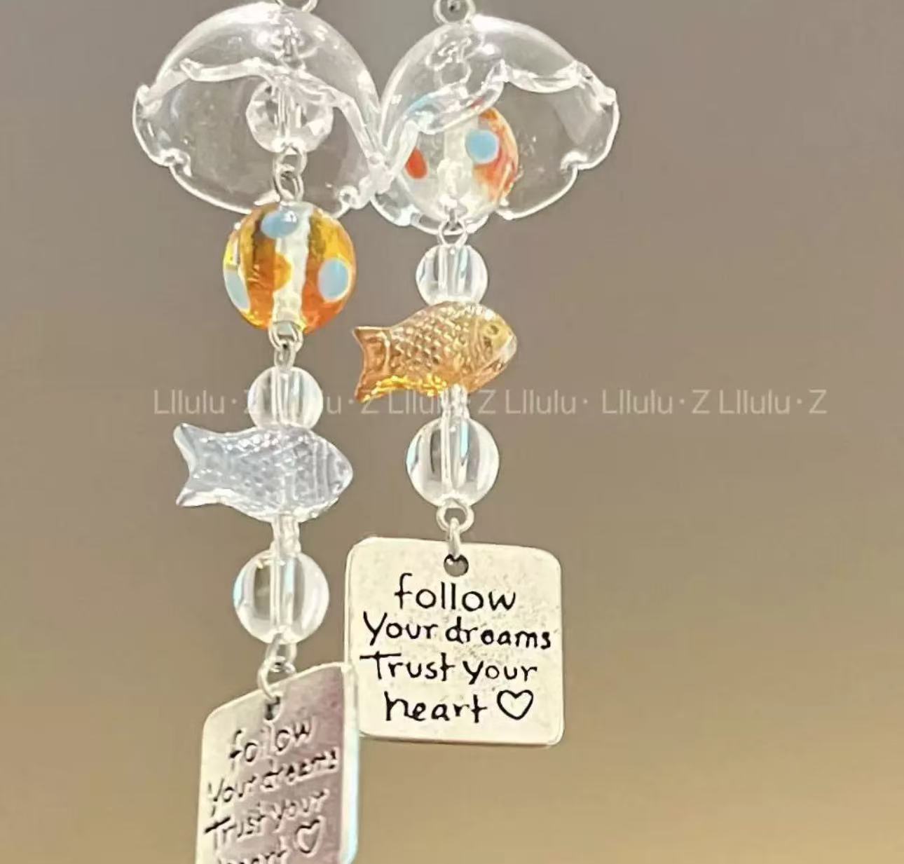 Wholesale Ins style goldfish wind chime phone case pendant