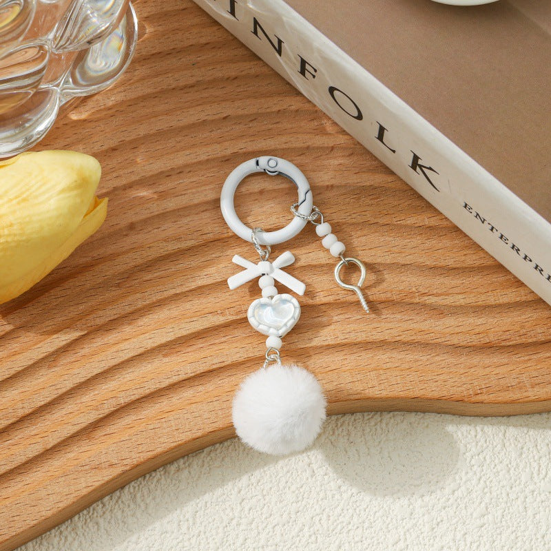 Wholesale 5pcs Creative hair ball beaded DIY keychain