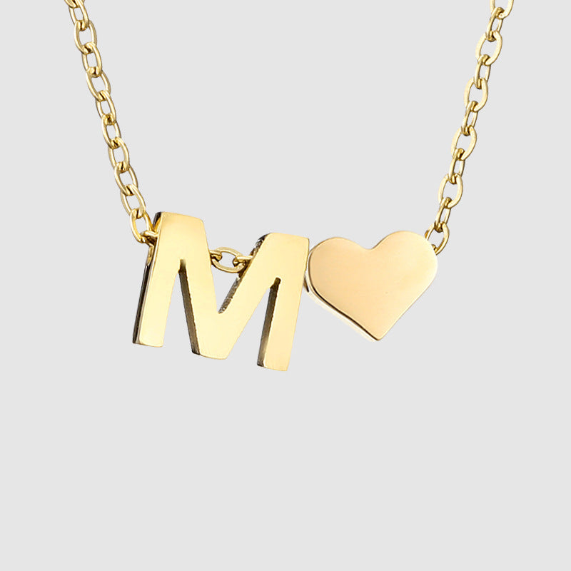 Wholesale Heart Letter Pendant Gold Plated Necklaces