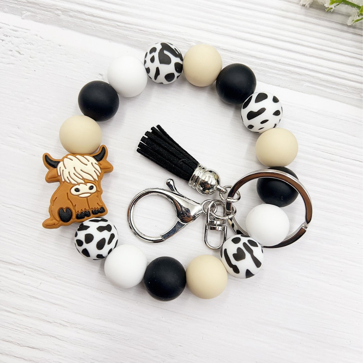 Wholesale Highland Cow Silicone Bracelet Keychain