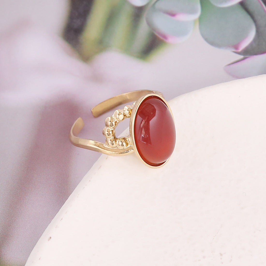 Wholesale Natural Stone Stainless Steel Rings