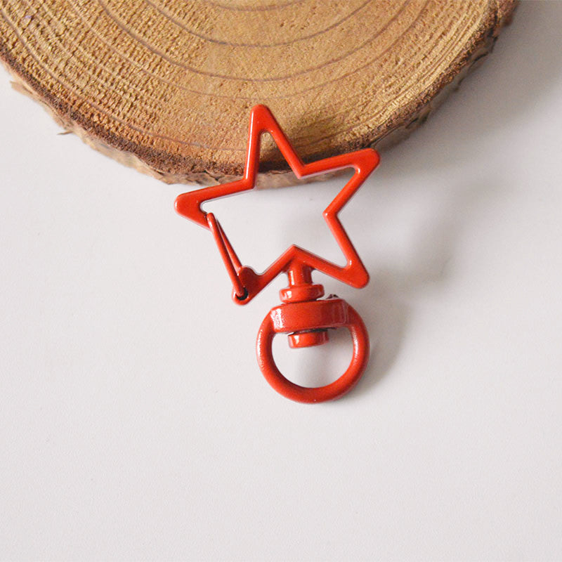 Wholesale 20pcs Colorful Baking Paint Five Pointed Star Alloy Keychain DIY Accessories