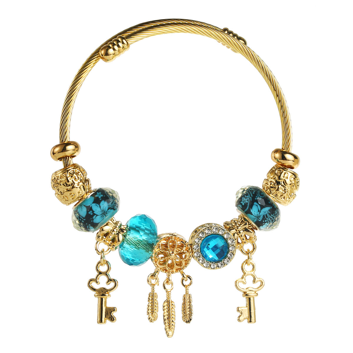 Wholesale key pendant stainless steel adjustable bracelet