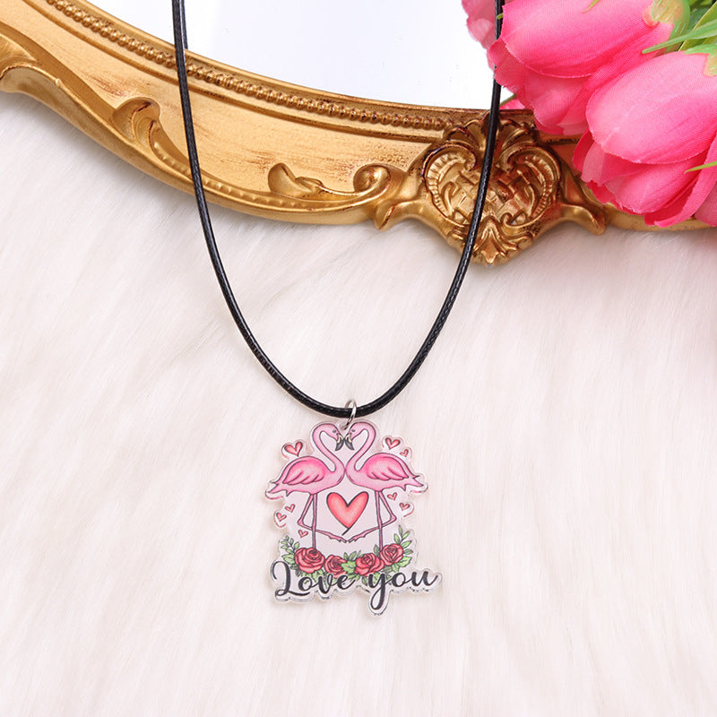Wholesale Valentine's Day Heart Gnome Rainbow Necklace