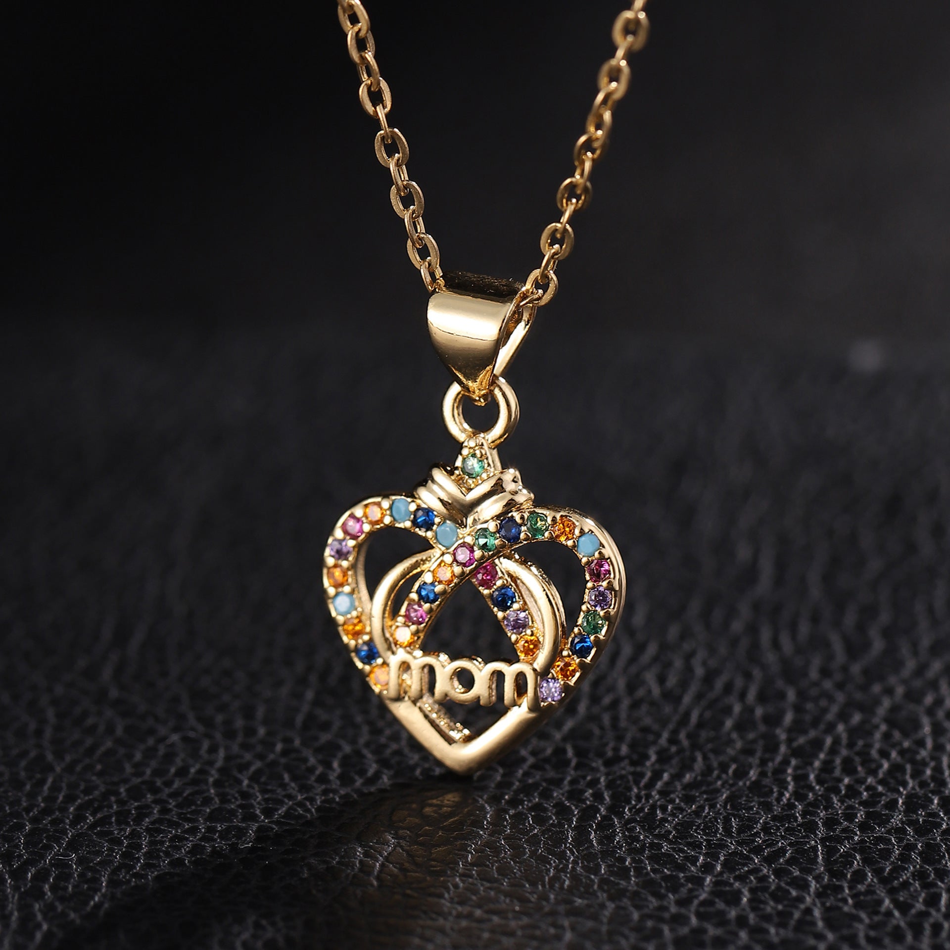 Wholesale Mother's Day Zircon Love Copper Necklaces