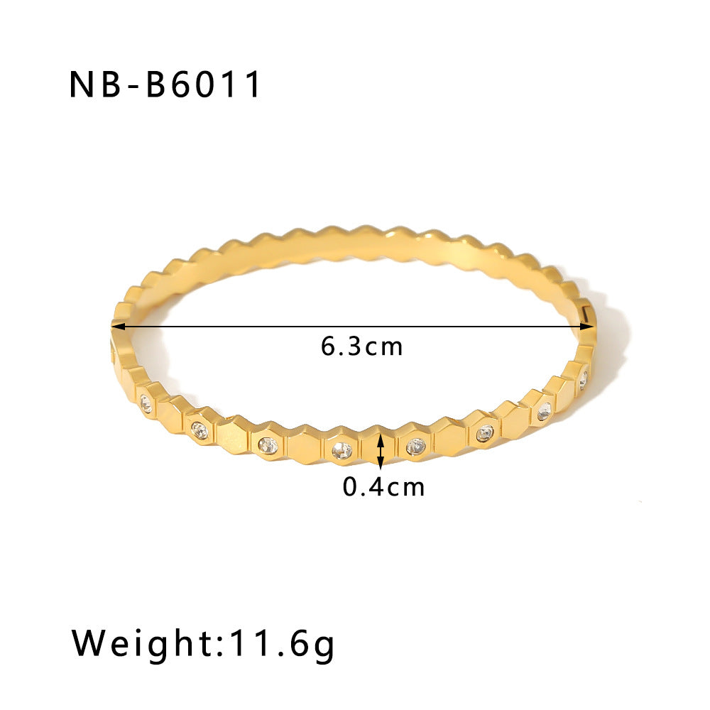 Wholesale Zircon Roman Numeral Diamond Five-pointed Star Stainless Steel Gold Plated Bracelet