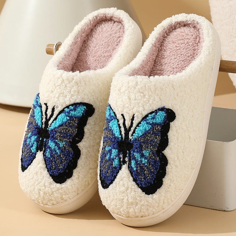 Wholesale Comfortable Home Warm Winter Butterfly Couple Thick Bottom Soft Bottom Thick Non-slip Cotton Slippers